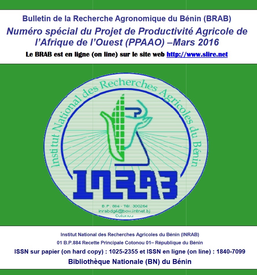 Bulletin de la Recherche Agricole du Benin Numéro spécial (PPAAO) Mars 2016